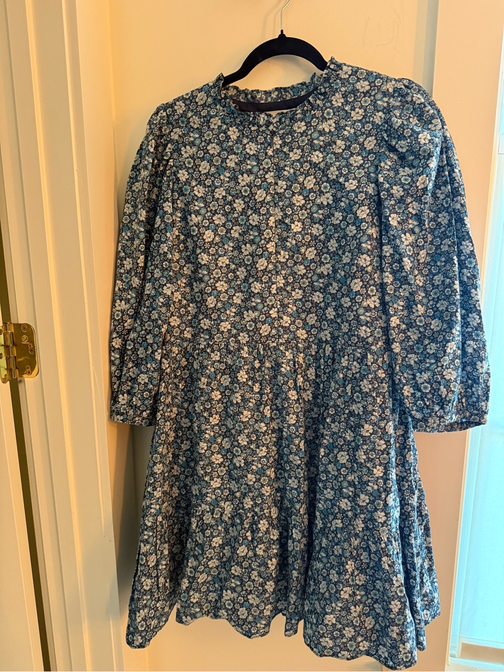 Blue Floral Long Sleeve Dress